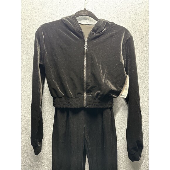 Boohoo Women’s Size 4 Black Velour Hoody & Jogger Set NEW - Picture 2 of 16